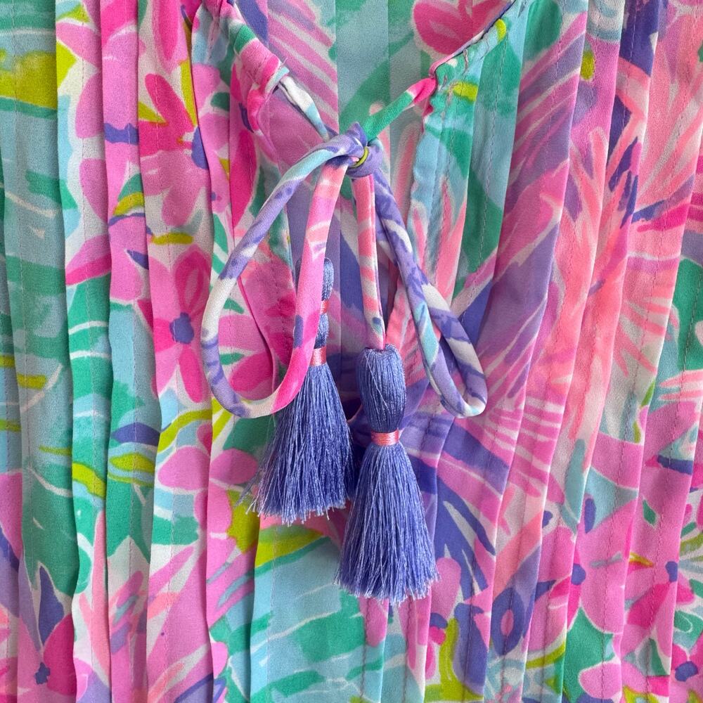 Lilly Pulitzer Marilina Tunic Multi It Was All A Dream Top Tassel Trim Size M - Picture 6 of 7